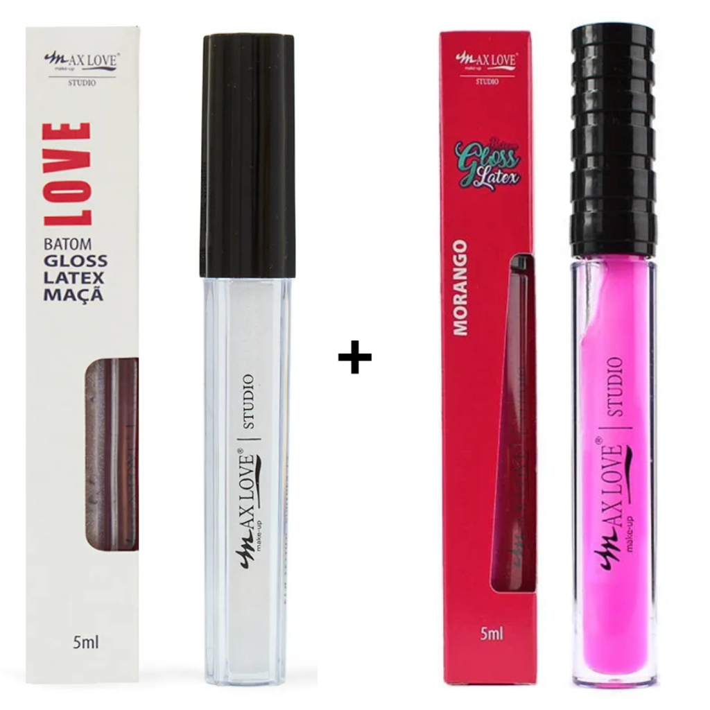 Kit 2 Gloss Latex Morango + Maça Max Love Hidratante Labial