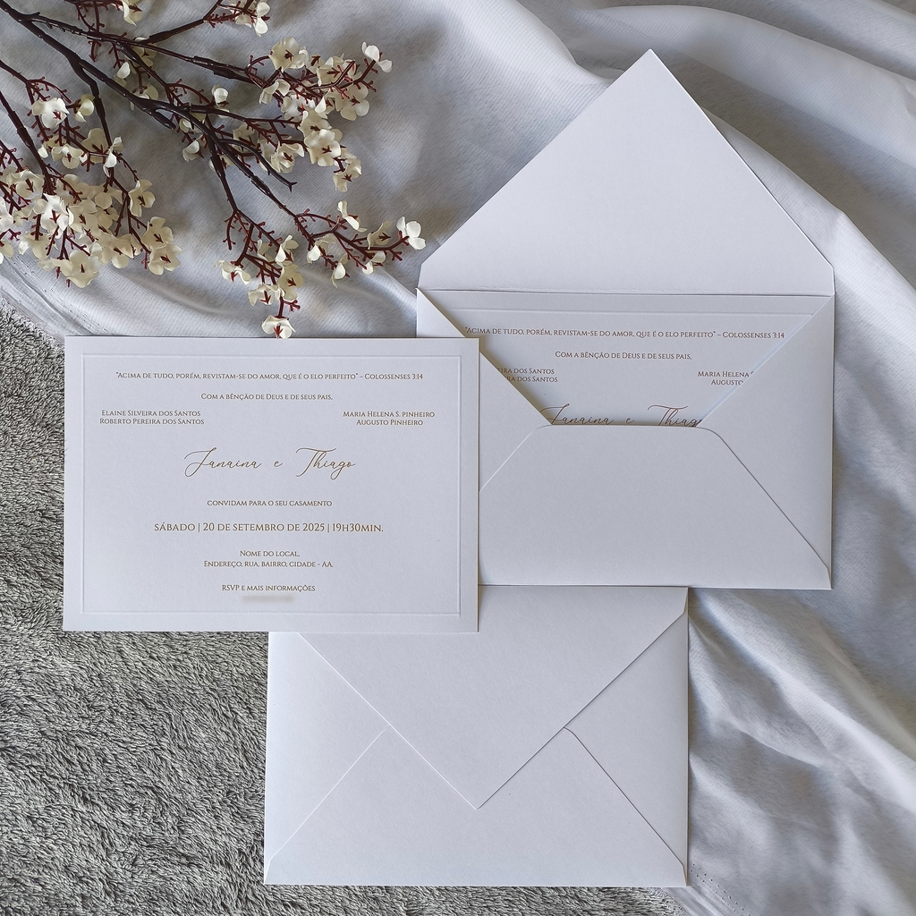 Convite de Casamento com Envelope 15X21cm