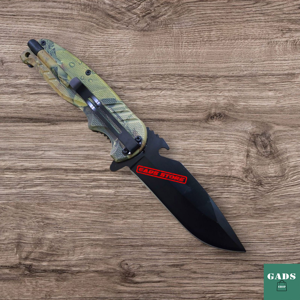 Canivete EDC Semi-Automatico Jungle Survival com Pederneira Bainha de Cinto LinerLock em Oferta na Shopee
