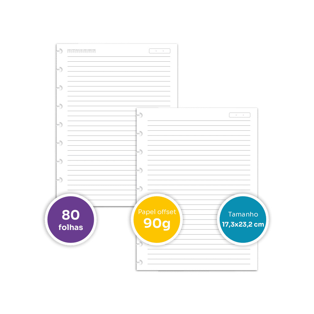 Miolo refil Caderno Inteligente Colegial 9 furos Offset 90g