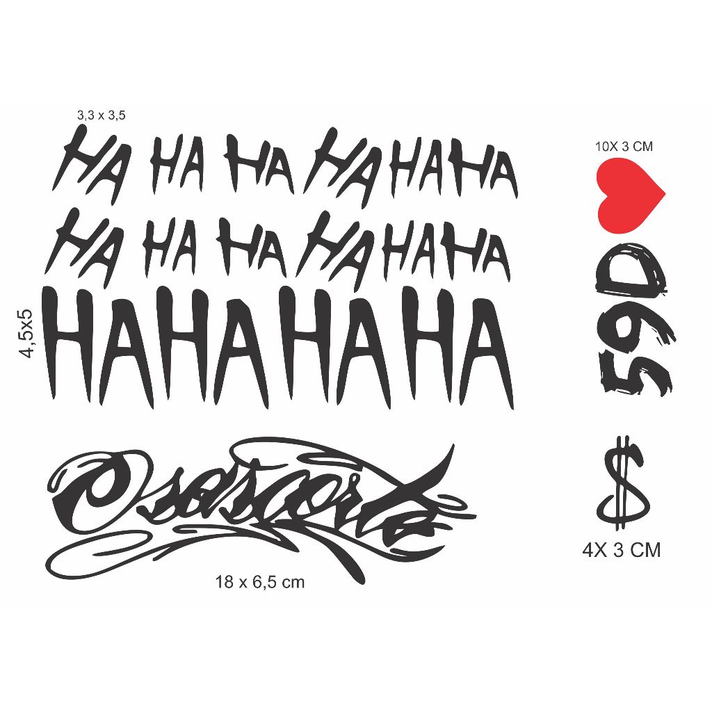 Kit 05 Adesivos HAHAHA CORINGA  , OSASCORTE, 59D, Cifrão DINHEIRO em Oferta na Shopee