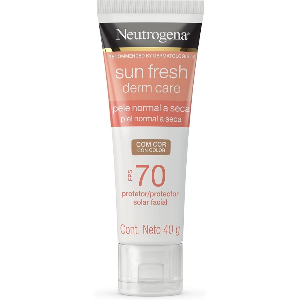 Protetor Solar Facial Pele Normal A Seca Neutrogena Sun Fresh Derm Care Com Cor FPS70 Com 40g