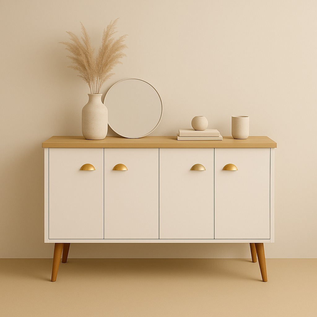 Aparador Buffet E&A 4 Portas com Pés Retro Cantinho Do Café - Cor em Oferta na Shopee