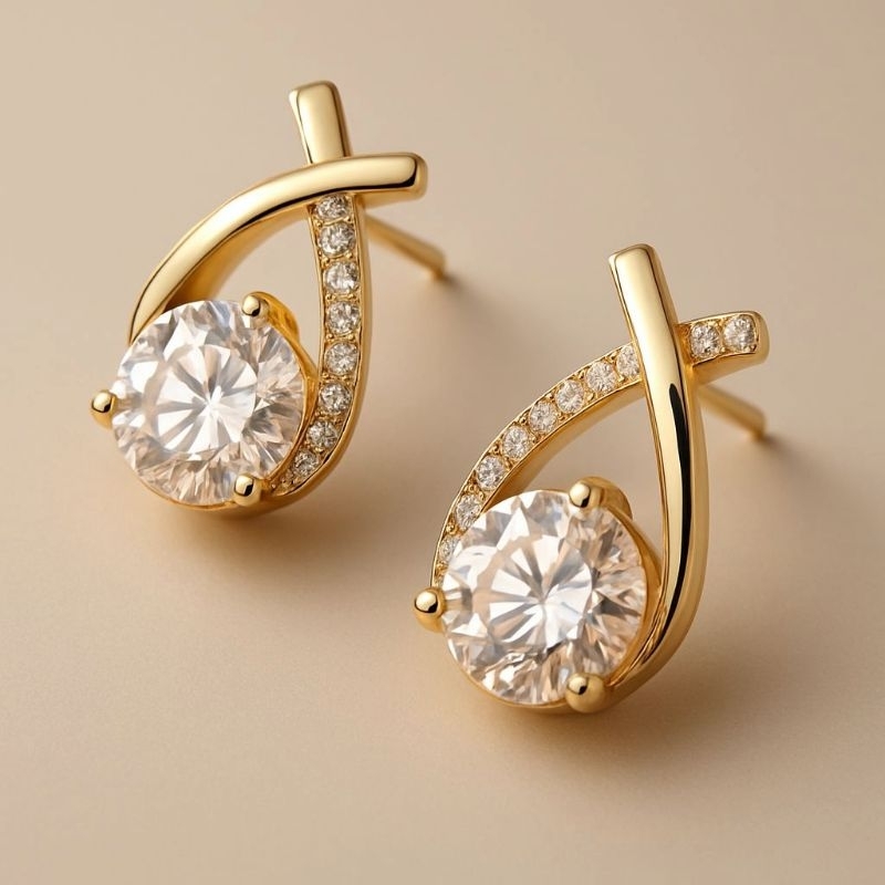 Brinco Brilhante Zircônia Elegante Casual Feminino Banhado Folheado Ouro Prata em Oferta na Shopee