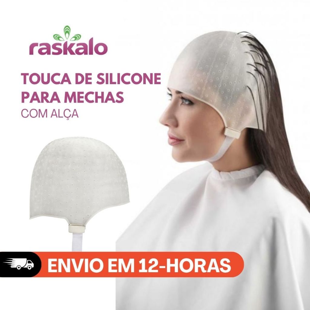 TOUCA DE SILICONE COM ALÇA PARA MECHAS E LUZES SALAO DE BELEZA REF.5020 RASKALO