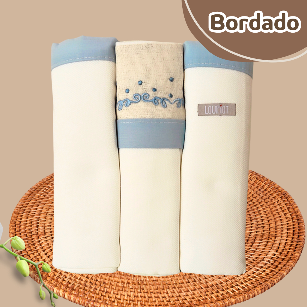 Manta Cueiro Bebê Bordado 100% Algodão Flanelado 80x80 Kit Enxoval Recém-Nascido Menino