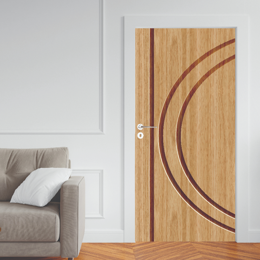 Adesivo Porta Madeira Vidro Decoração Revestimento Papel de Parede Envelopamento MEIO CÍRCULO IPÊ - AMC005