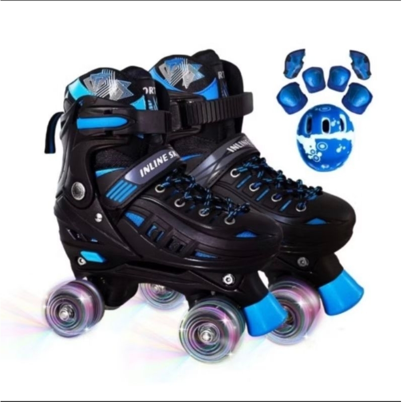 Patins Infantil 4 Rodas com kit Proteção ou sem Kit Proteção com luz de Led Top10