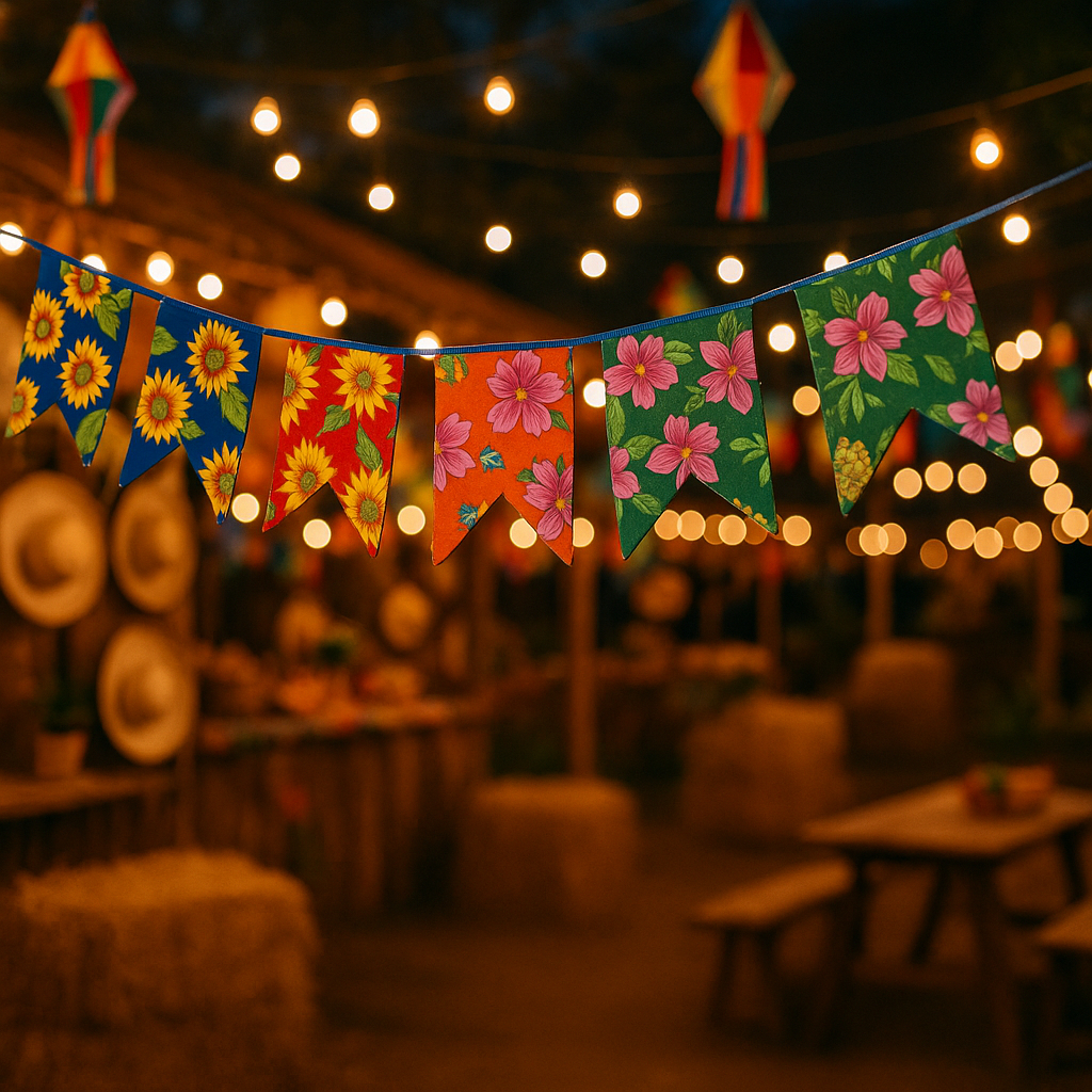 Kit Bandeirinhas Plástica Chita Festa Junina - Real Seda em Oferta na Shopee