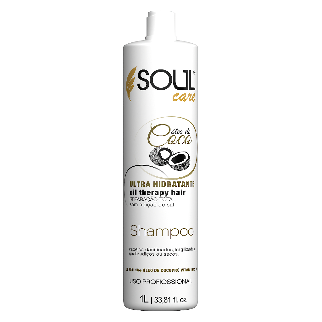 Shampoo Hidratante Profissional Com Óleo de Coco d Pantenol Soul Care 1 Litro Cronograma Capilar