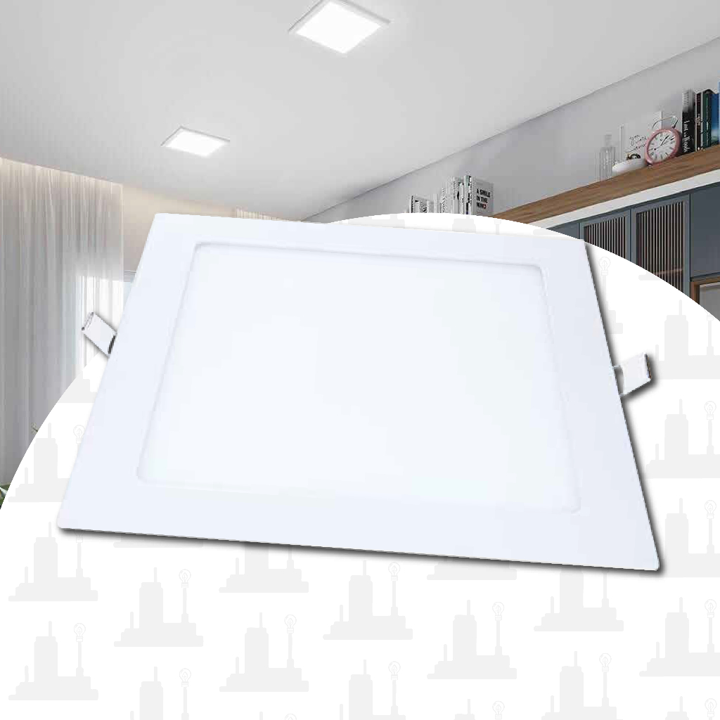 Luminaria Painel Plafon Led Alumínio 12w/18w/24/w Quadrado Embutir BrancoFrio 6500K LED FACTORY em Oferta na Shopee