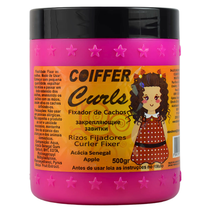 Creme em Gel Fixador de Cachos Gelatina Curls 500g Coiffer No Poo Low Poo