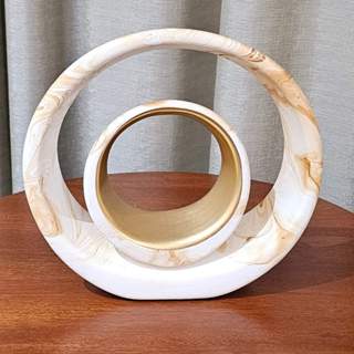 2 Vasos Decorativos Cerâmica Argola Decoração Sala, Rack, Aparador, Mesa, Vaso Aliança 27CM em Oferta na Shopee