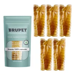 Traqueia Bovina Desidratada Mordedor Petisco 100% Natural para Cães Brupet 5 unidades