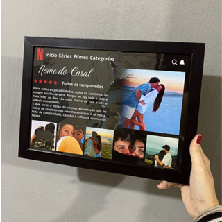 Quadro Personalizado Estilo Netflix para o Dia dos Namorados, Casal - Moldura e Acetato A4 - 6 FOTOS em Oferta na Shopee