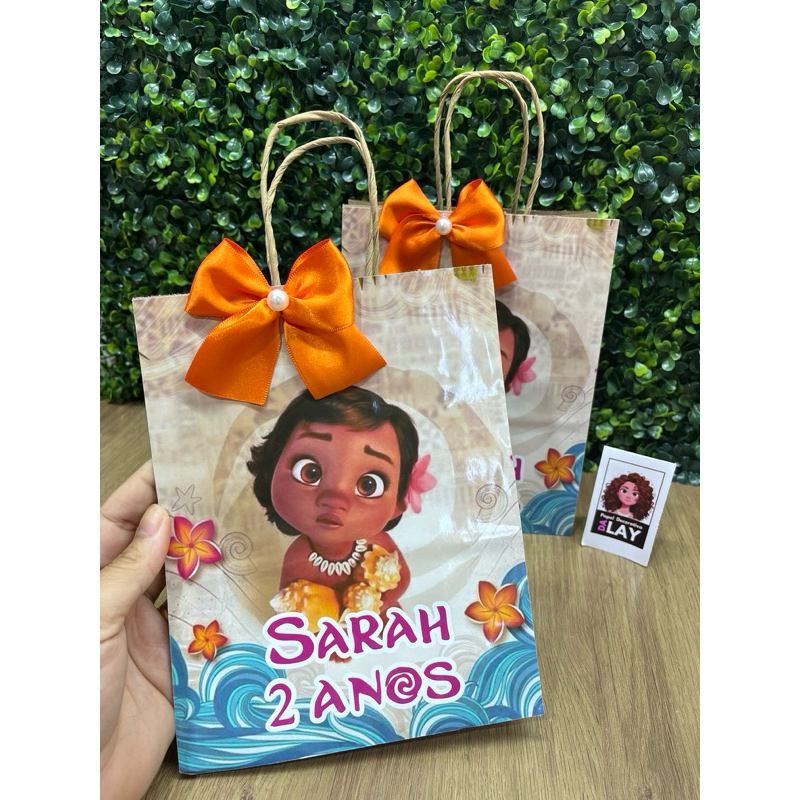 Sacola Kraft Personalizada 21x16 kit10un | Lembrancinha Festa Infantil | Tema: Moana