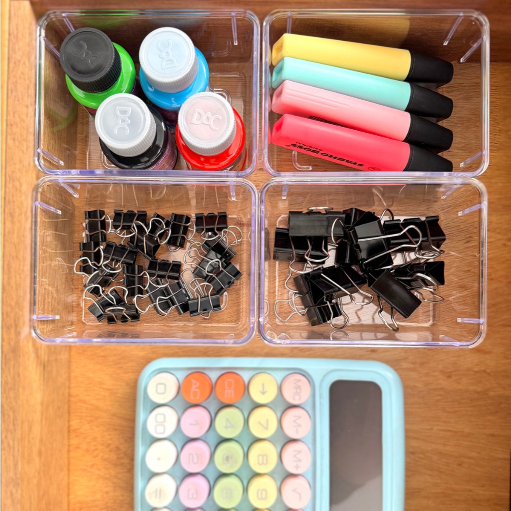 Kit com 4 organizadores pequenos, modular, empilháveis ACRÍLICO organizar