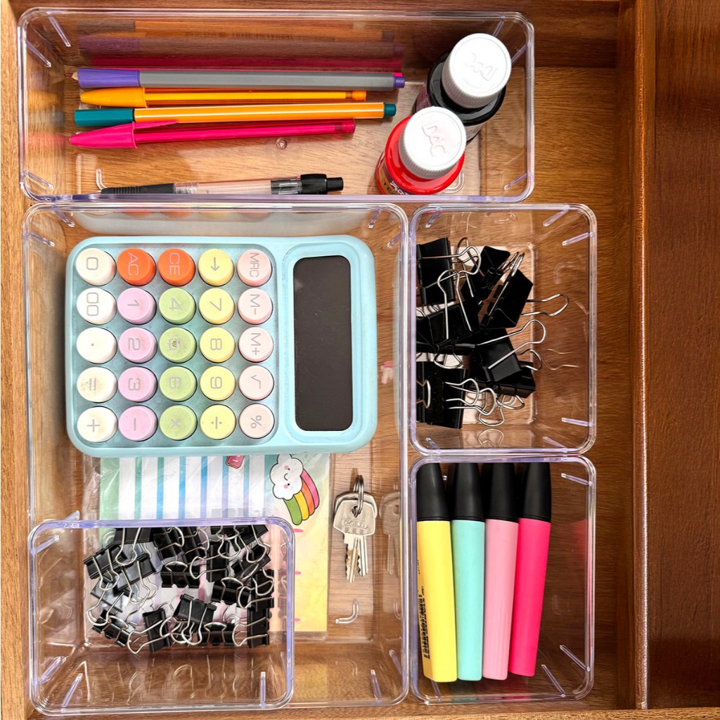 Kit Organizador Multiuso Modular Empilhável para Gavetas de Escritório