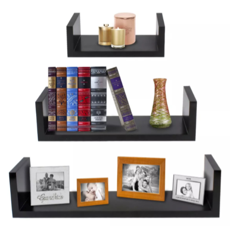 3 Prateleira Nicho U 20/30/40 Preto / Branco Decoração Livros Sala Quarto Cozinha em Oferta na Shopee
