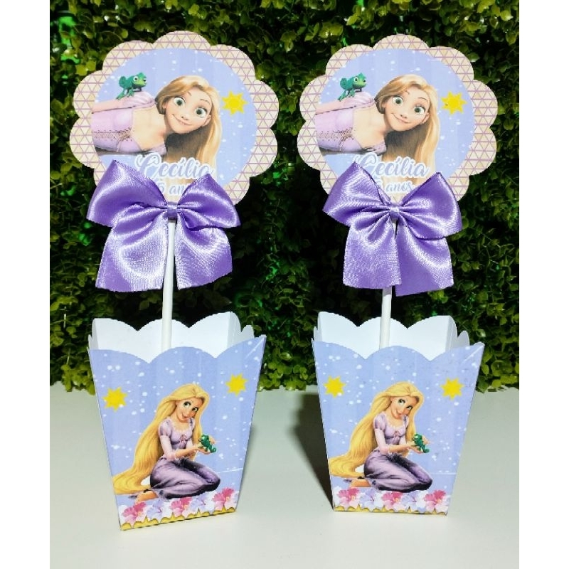 kit Centro de mesa Cachepôs Rapunzel, lembrancinha personalizada ( PEGUE E MONTE)