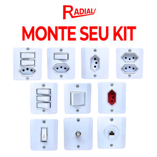 Radial Sobrepor Linha R Branca Tomada Interruptor 10A/20A Tomadas Simples 10A Tomada 20A Tomada com Tecla Caixilho