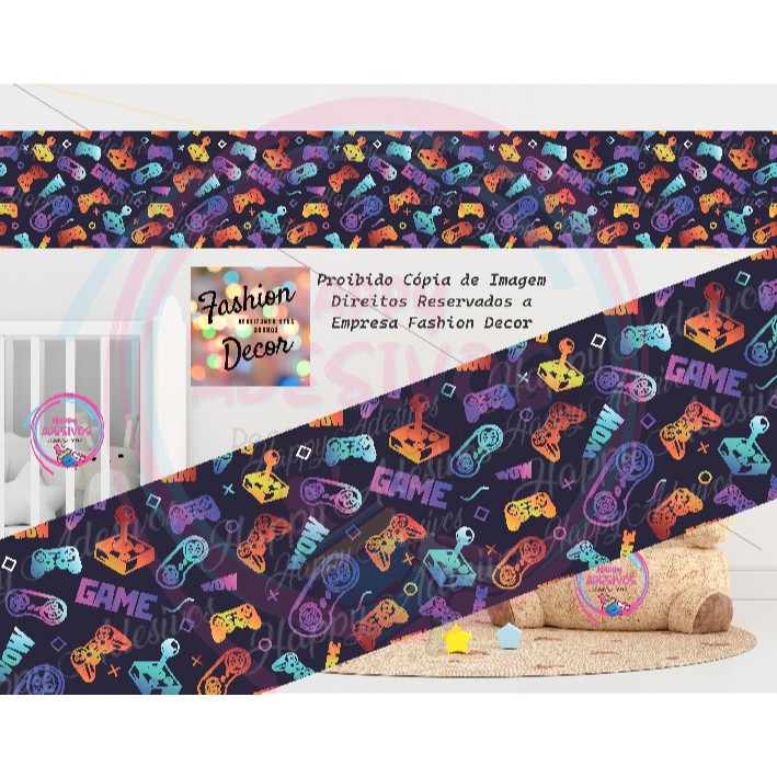 Faixa Adesiva Decorativa Vídeo Game Jogo Controle Gamer Parede Adesivo Infantil Menino Quarto em Oferta na Shopee