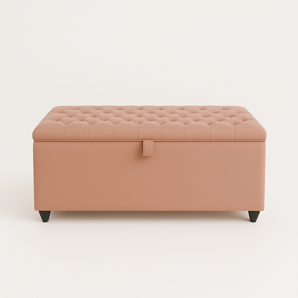 Baú Recamier Divã Sara Capitonê 130cm Decorativo Tecido Suede Macio Estrutura Madeira Para Cama Casal - AV