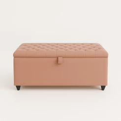 Baú Recamier Divã Sara Capitonê 130cm Decorativo Tecido Suede Macio Estrutura Madeira Para Cama Casal - AV