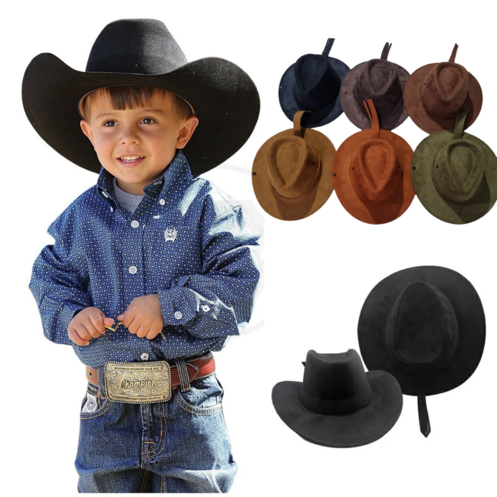 Chapéu Country Infantil Camurça | Menino 2 a 6 anos | Festa Junina Rodeio Cowboy Texas - COUBOY