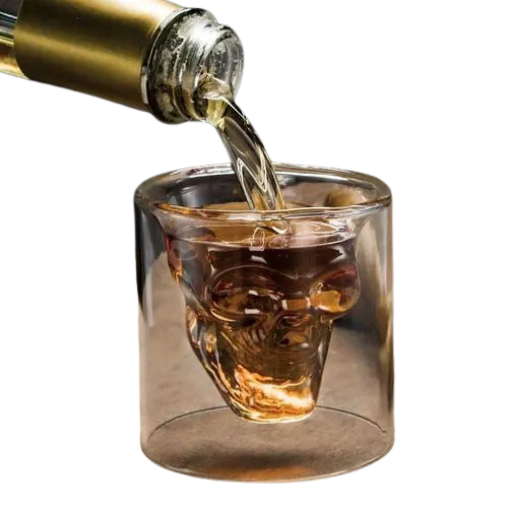 Jogo 2 Copo Caveira Vidro Duplo Shot Dose Tequila Café 75ml - Dolce Home
