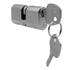 Cilindro Para Fechadura Haga 3F Perfil H1000 Embutir 15x275mm Cromado Com 2 Chaves Zincado