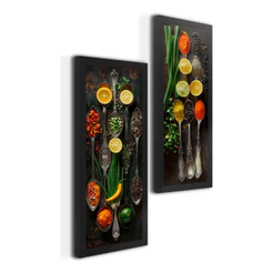 Kit 2 Quadros Decorativos Cozinha Lavabo Temperos Mdf Ys