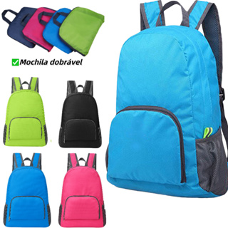Mochila Saco Esportiva Dobrável Compacta Impermeável Nylon Resistente para Viagem Escola e Academia em Oferta na Shopee