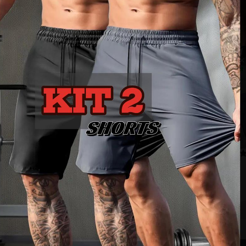 Kit 2 Short Masculino Tactel Mauricinho De Praia Bermuda Plus Size Esportivo Treino P ao G4