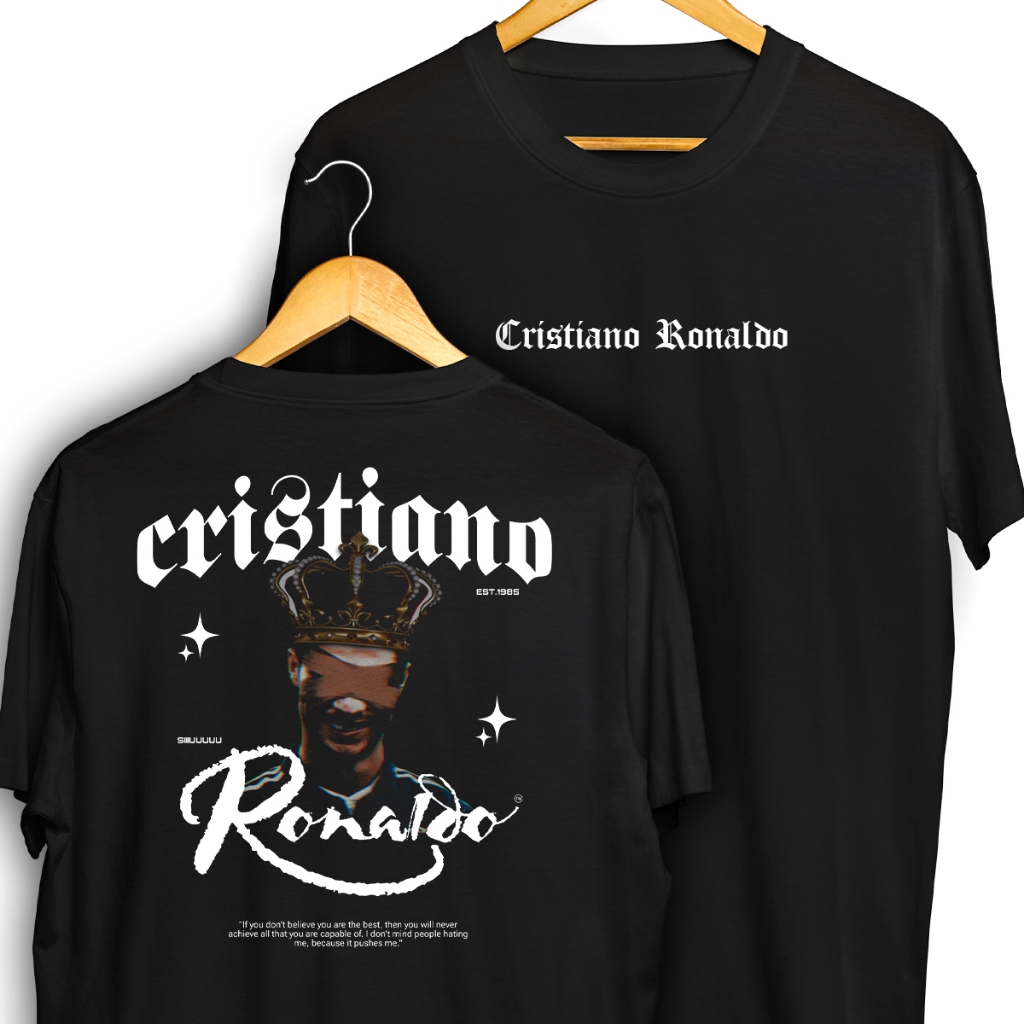 Camiseta Cristiano Ronaldo CR7 King Frente e Verso Streetwear Blusa Camisa Futebol 100% Algodão