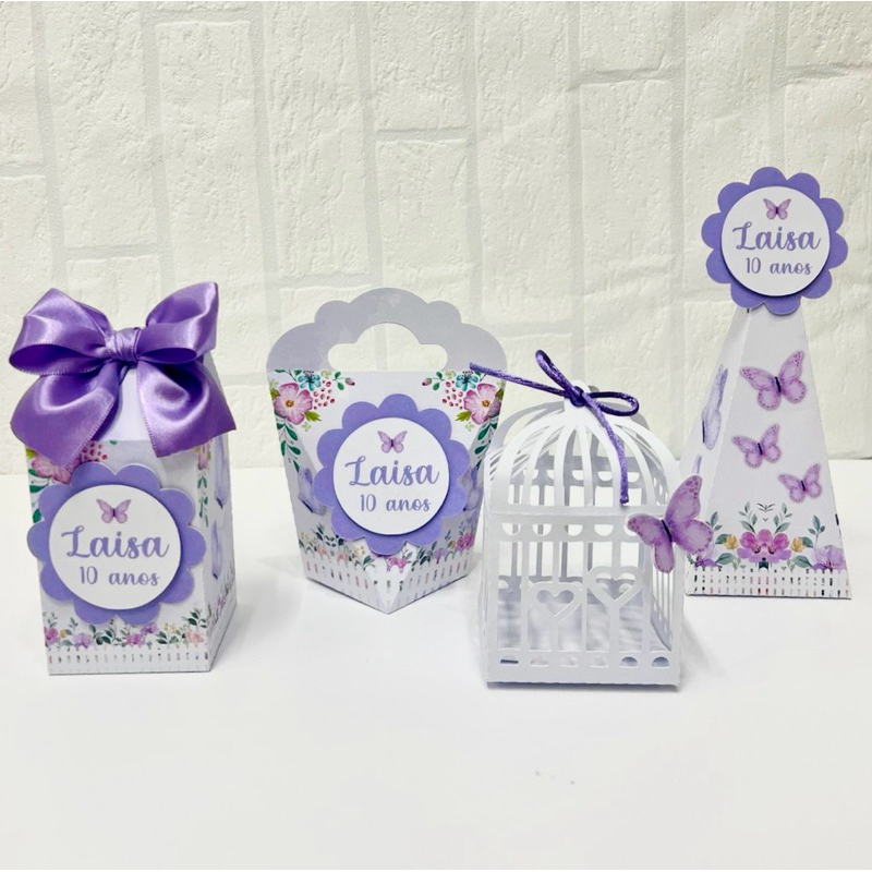 Kit Festa Jardim das Borboletas Lilás - Pegue e Monte | Lembrancinhas | Festa infantil | Aniversário | Personalizados