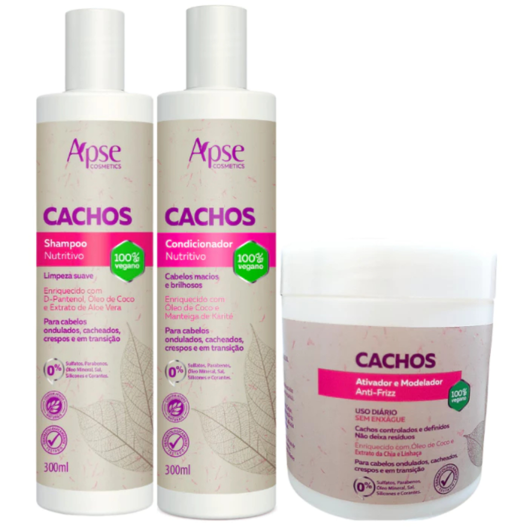 Kit Apse Apice Tratamento Cachos Shampoo + Condicionador Nutritivo 300ml + Ativador Modelador 500g