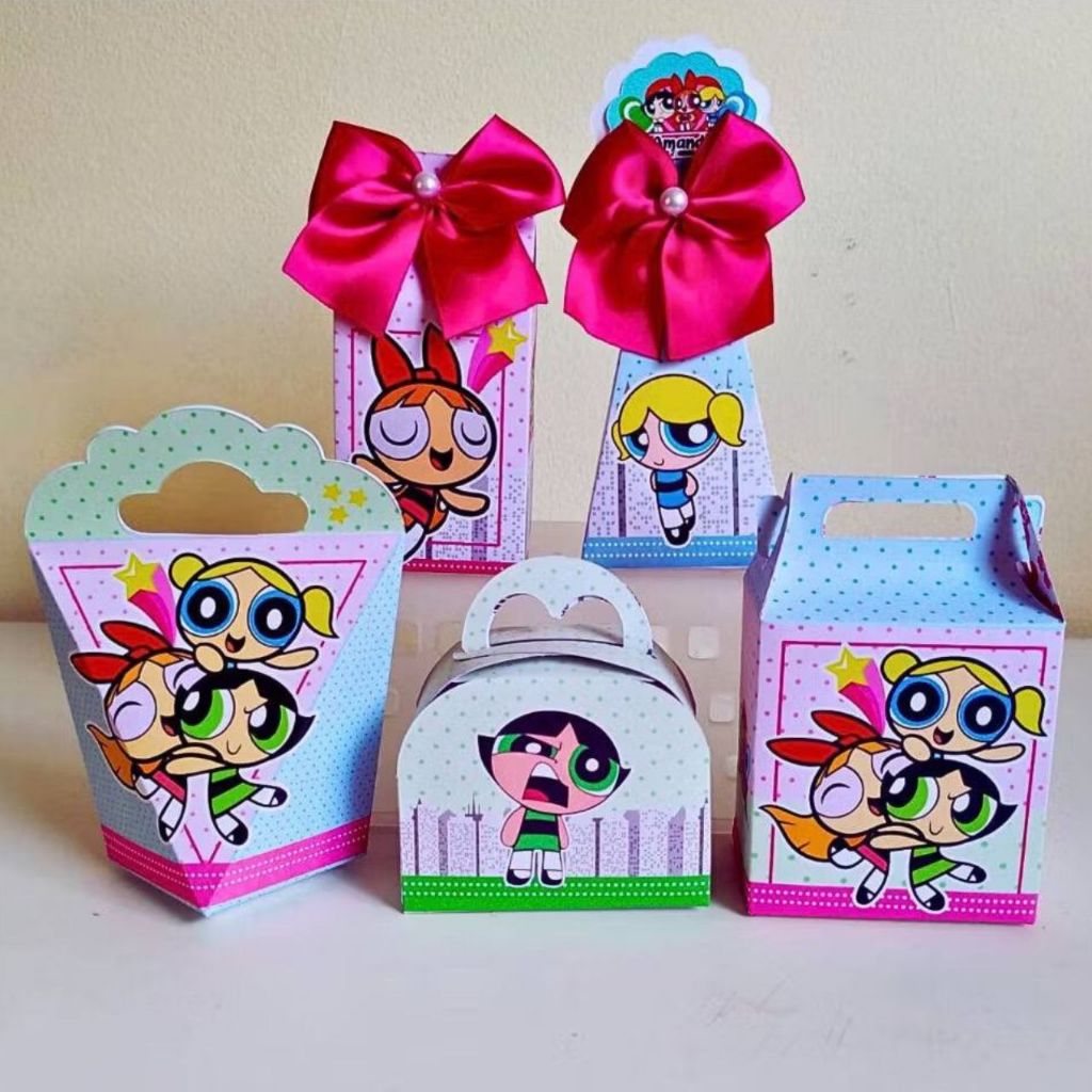 CAIXINHAS PERSONALIZADAS MENINA SUPER PODEROSAS PEGUE E MONTE LEMBRANCINHAS FESTAS