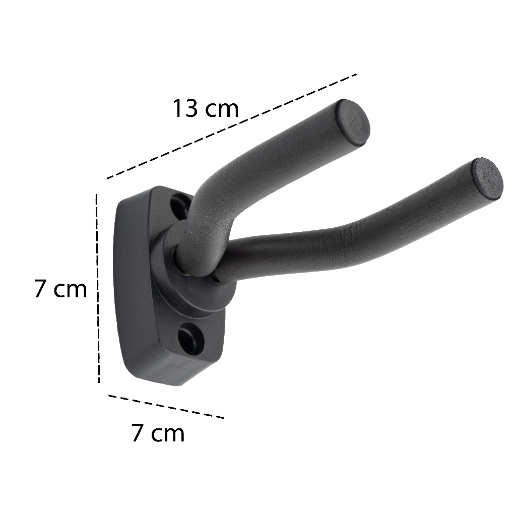 1 Suporte De Parede De Violão De Guitarra De Baixo De Viola Reforçado Preto Ajustável Organizador