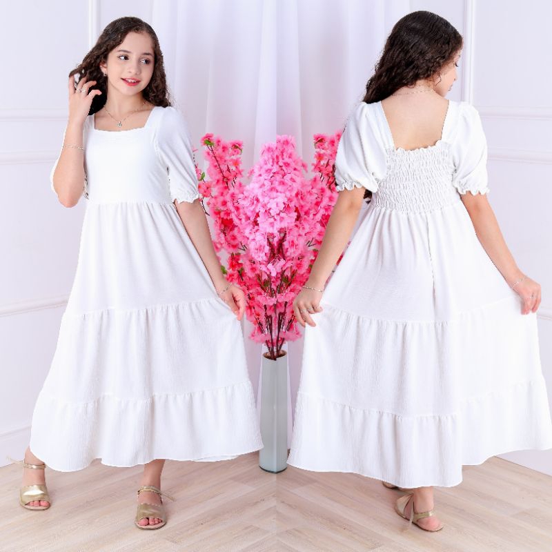 vestido longo três marias moda evangélica manga princesa  vestido longo moda verão tecido (duna)