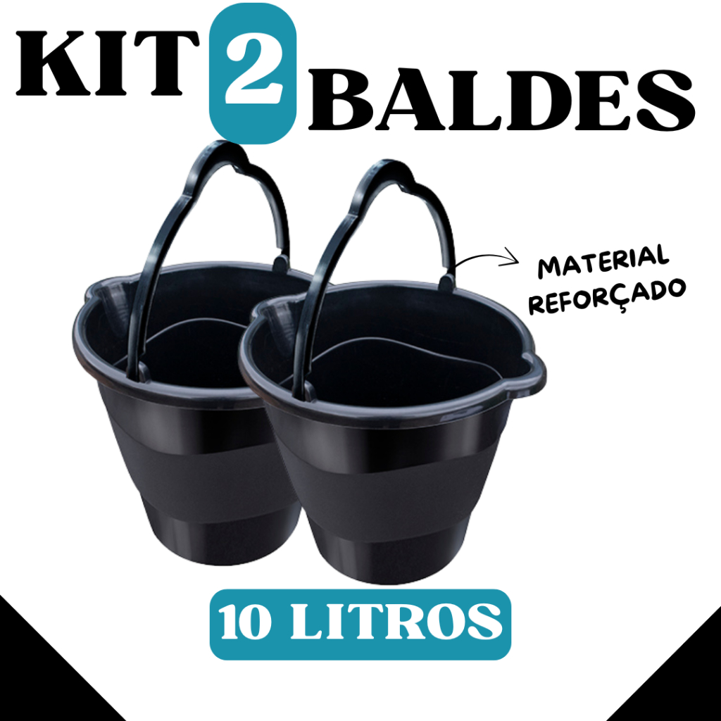 Balde Bico Duplo 10 Litros Com Alça Reforçada - Preto em Oferta na Shopee