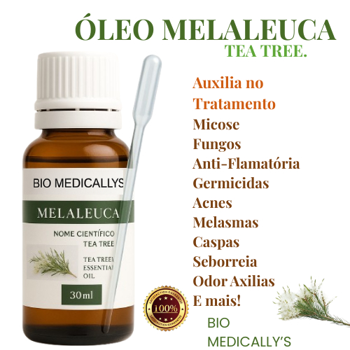 Óleo de MELALEUCA (Tea Tree) 30ml + Pipeta Dosadora (2PEÇAS)