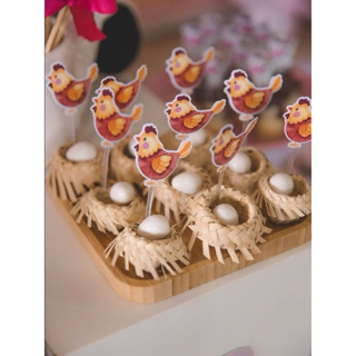 Kit aplique fazendinha galinha/ topper docinhos/topper fazendinha Apliques fazendinha/Toppers/Tags/decoração festa em Oferta na Shopee