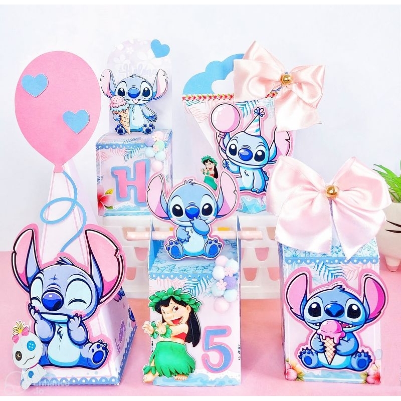 Caixinhas Personalizadas Stitch -kit festa-PEGUE E MONTE-stitch-Papelaria-Aniversário-Lembrancinhas