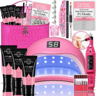 Kit Alongamento Unhas Polygel Cabine Sun5 Lixadeira Elétrica Necessaire Molde F1 - Envio Imediato em Oferta na Shopee