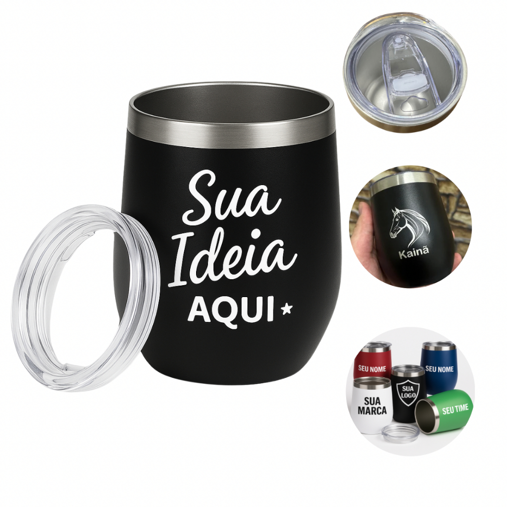Copo Térmico Cuia Personalizado 360ml Aço Inox tampa anti vazamento personalizado Seu Nome Logo time em Oferta na Shopee