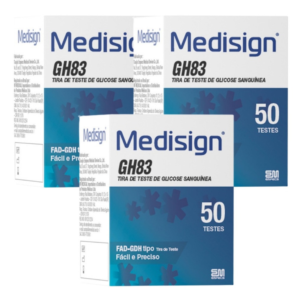 150 Tiras De Glicemia Gh83 Fita Para Medir Glicose Medisign