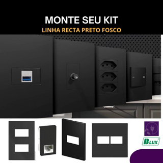 Tomada 10a, 20a, modulo cego, interruptor simples, paralelo, placa cega Recta Preto Fosco Blux 4x2 em Oferta na Shopee