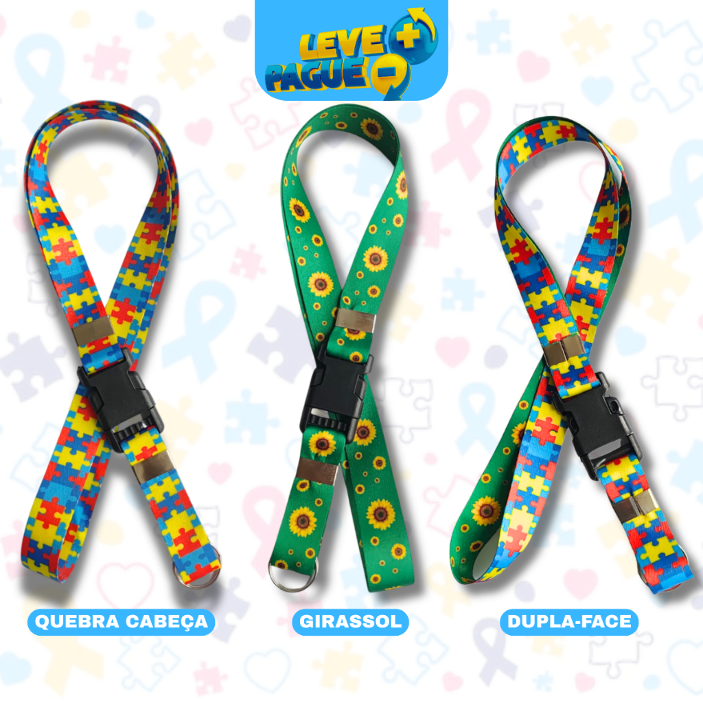 Cordão Identificação Autismo Tea TDAH Deficiência Oculta Ocular Fibromialgia Girassol Dupla Face em Oferta na Shopee