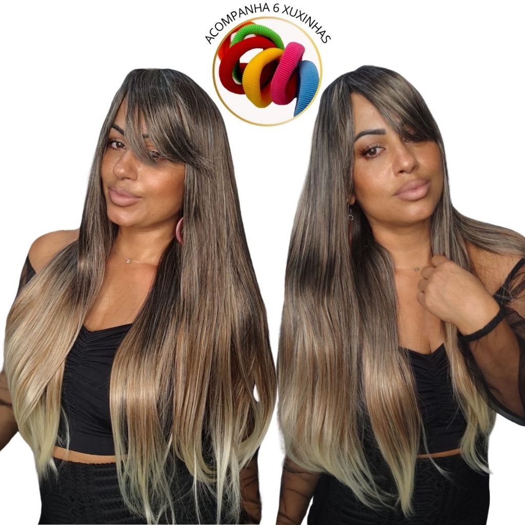 Lace Lisa Peruca com Franja Fibra Futura Preto Natural